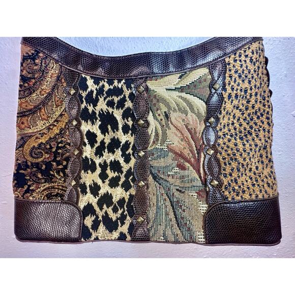Vintage Bueno Multi Patterned Faux Leather Animal Print Shoulder Bag - Picture 2 of 8